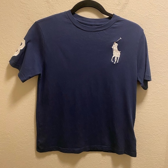 Polo Ralph Lauren Boys Big Polo Logo Blue Short Sleeve T-Shirt Size M (10-12) - Picture 1 of 9